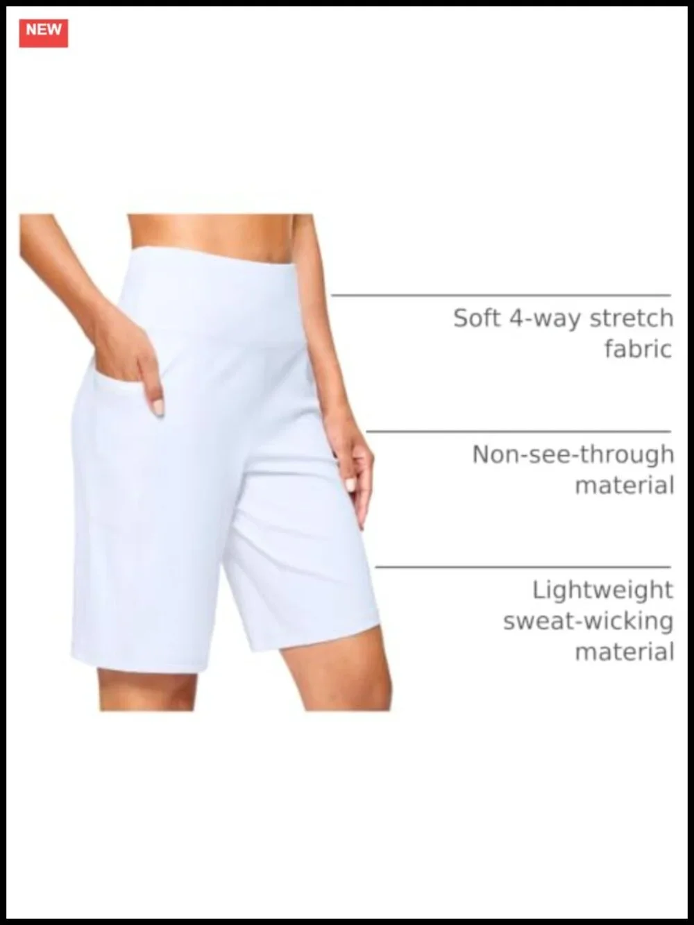 High Waisted Bermuda Shorts with Pockets 7 or 9 Inch Inseam Athletic Walking